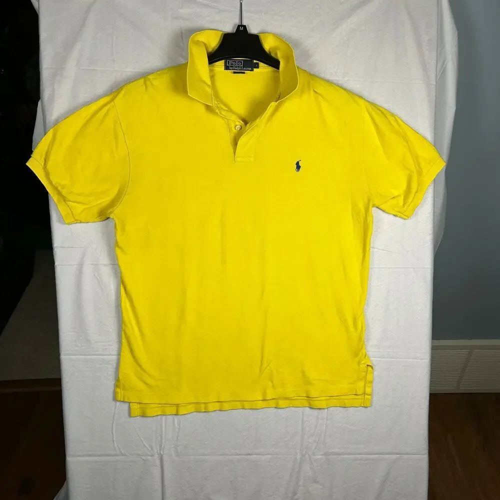 Vintage Polo Ralph Lauren Men’s Pique Polo Shirt - Canary Yellow - Size Large